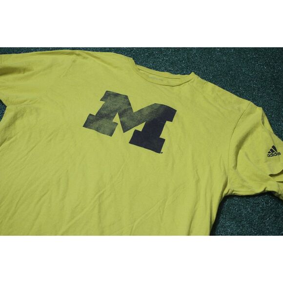 Adidas Michigan Wolverines "M" Logo T-Shirt XL - Yellow - College Team Spirit - Picture 2 of 6
